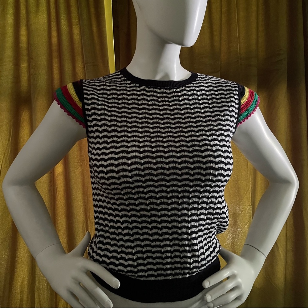EUC ZARA Crochet Rainbow Cap Sleeve Sweater